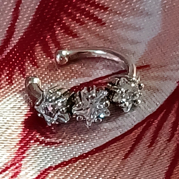 Sterling 925 Nose Ring with 3 Stars - Picture 1 of 6